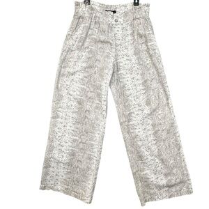 Rewash Linen Rayon Wide Leg Snake Print Pants Tan White XL EUC Earthy Effortless